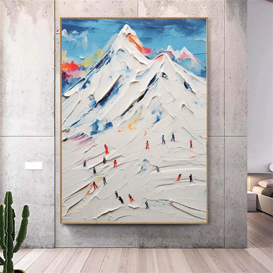 Skiing Sport Art Textured Painting Canvas #P1008