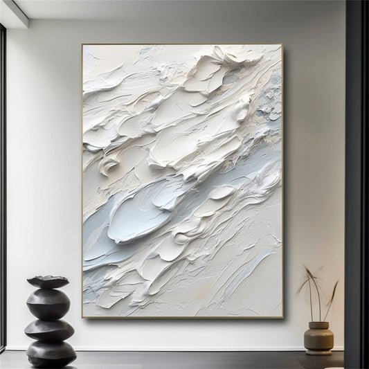 White Minimalist Textured Painting Canvas #P1007